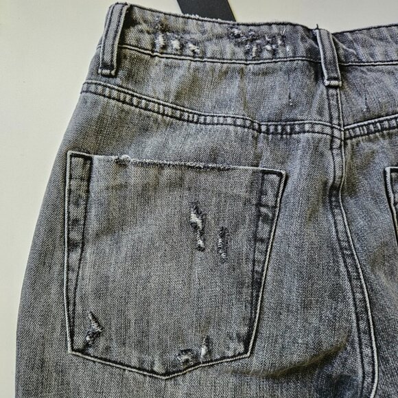 NWT ONE TEASPOON Truckers Mid Rise Straight Leg Women's 26 Opium Grey Distressed - Picture 11 of 15